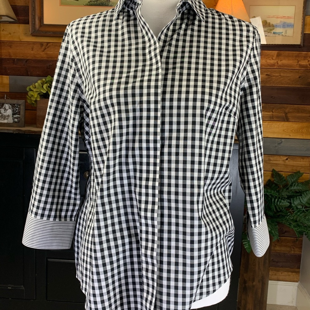 Chicos Checkered Button Down Shirt